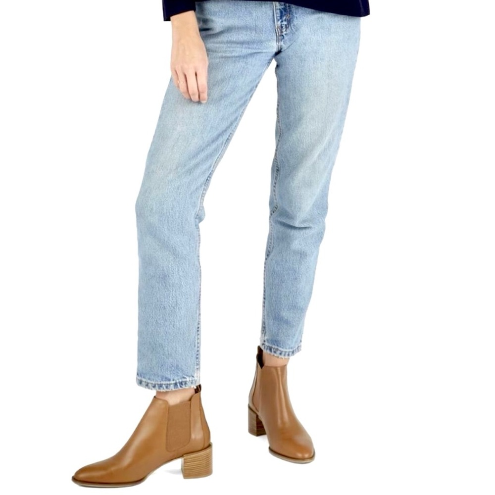 New Everlane The Heel Boot Italian Leather Cognac Block Heel Boots